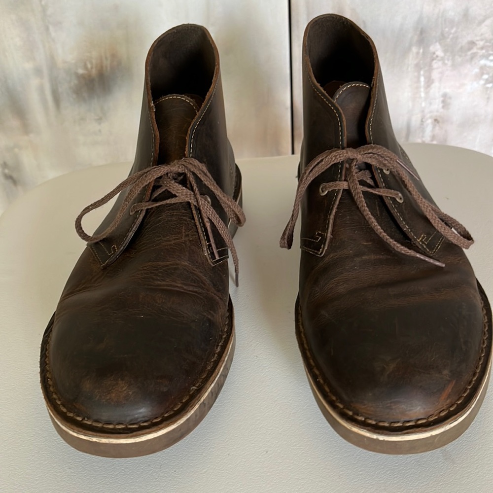 Clarks Brown Leather Desert Lace Up Boot size 10 W Men